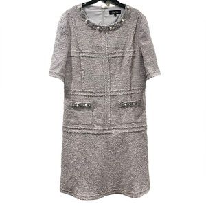 NWT Rickie Freeman for Teri John Purple Lilac Tweed Shift Dress Size 16